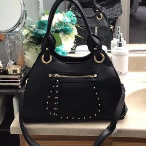 Soft Black leather feel Purse with Gold accents